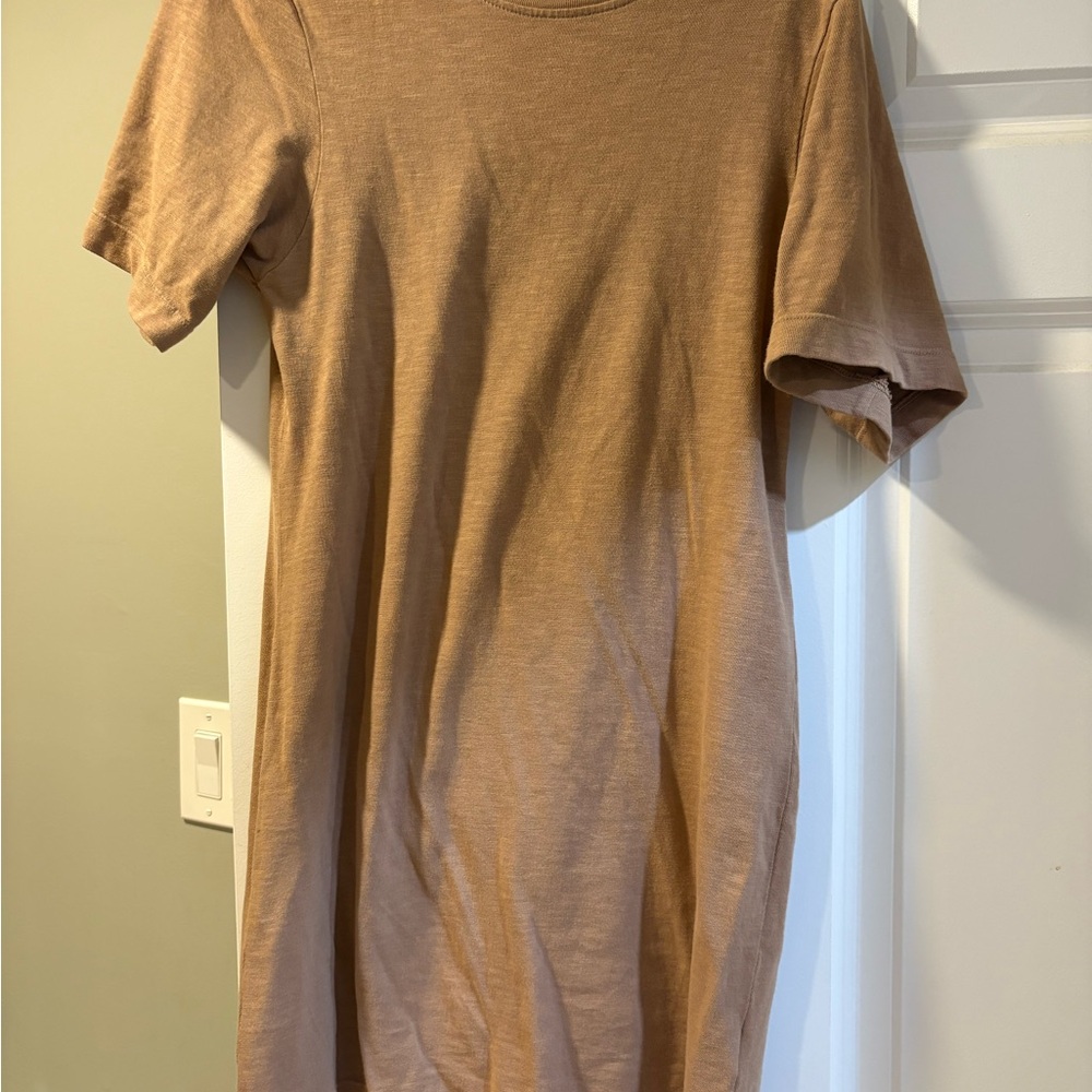 Tan Short Sleeve T-Shirt Dress